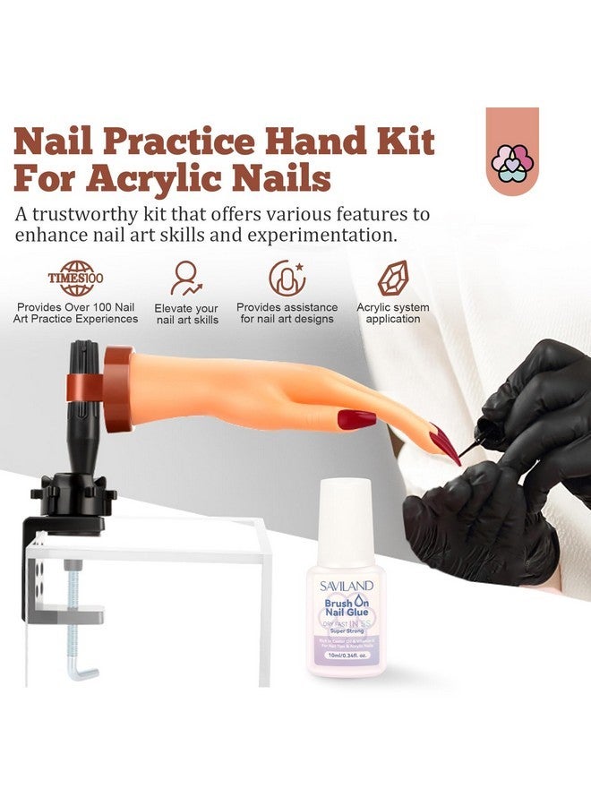 Saviland Practice Hand For Acrylic Nails: Flexible & Realistic Nail Practice Hand Mannequin Hand Silicone Nail Hand Practice With 120Pcs Nail Tips Nail Glue For Beginners Manicure Training Home - Image 2