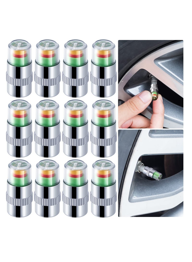 12Pcs 2.2Bar 32PSI Tire Pressure Monitor Valve Stem Caps Car Tire Pressure Sensor Indicator Tire Pressure Alert 3 Color for Car Motorbike Bicycle - Image 1