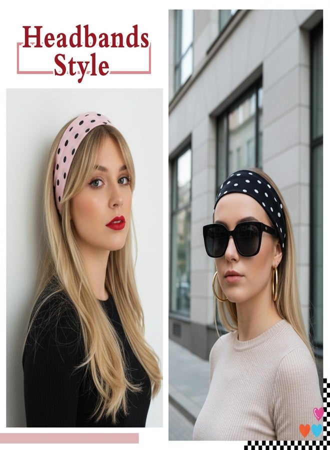 Molain 4 Pack Fashion Polka Dot Headband, Non Slip Wide Elastic Headbands Soft Fabric Hair Accessories for Women Yoga Workout and Daily Fashion - Image 2