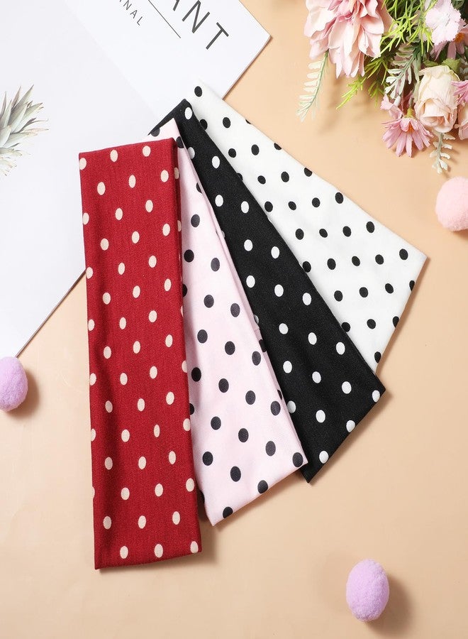 Molain 4 Pack Fashion Polka Dot Headband, Non Slip Wide Elastic Headbands Soft Fabric Hair Accessories for Women Yoga Workout and Daily Fashion - Image 4