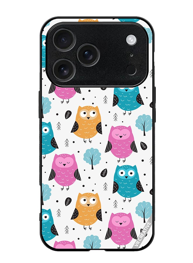 VR CREATIVE Protective Case Cover For Apple iPhone 17 Pro Max Owls Seamless Pattern Design Multicolour