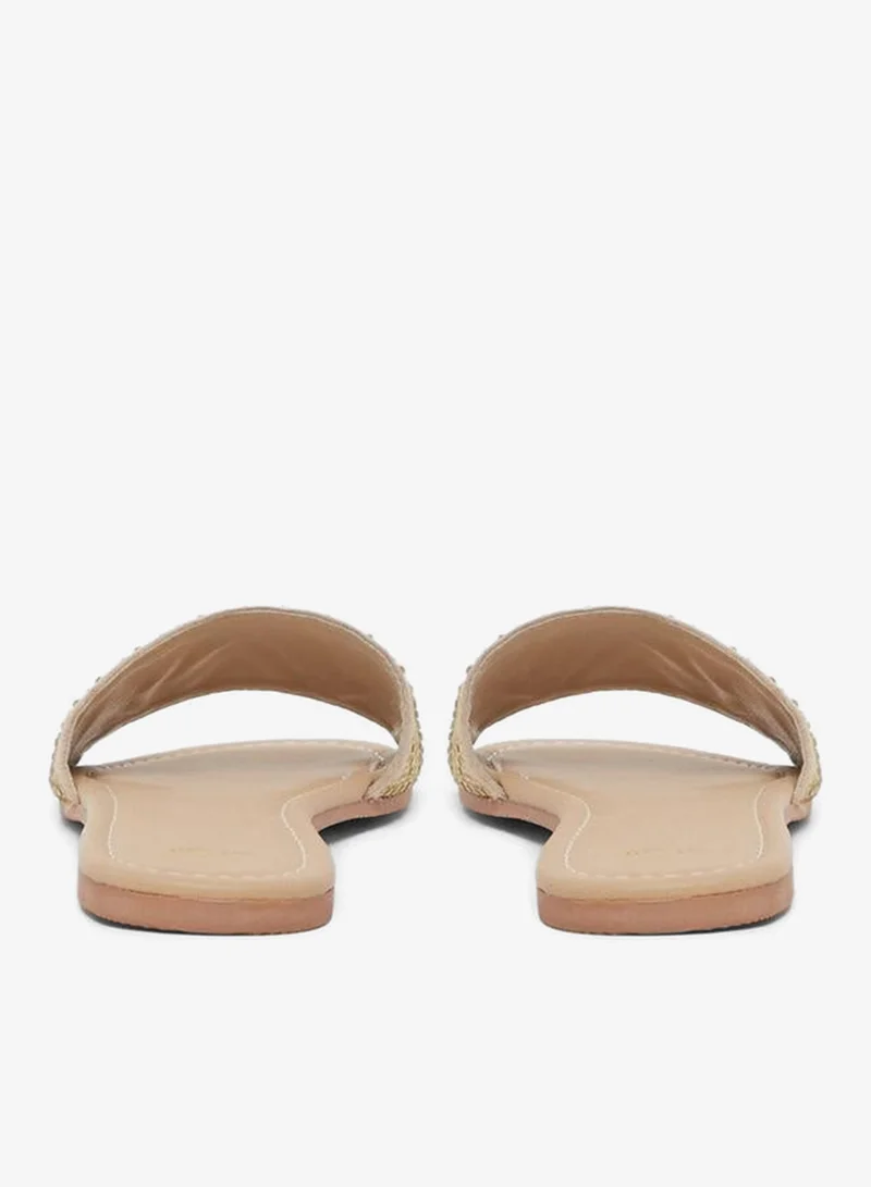 Styli Embellished Slip-On Flat Sandals