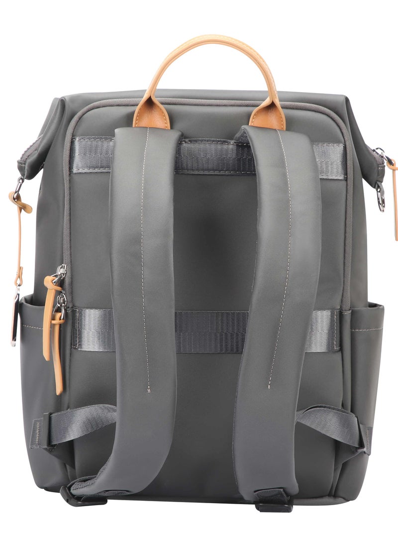 بوباي BOPAI Professional Lady Water Resistant  Backpack - Premium Laptop Carry Bag for Business and Travel with Luggage Strap -BO-LB791-Grey - Image 4