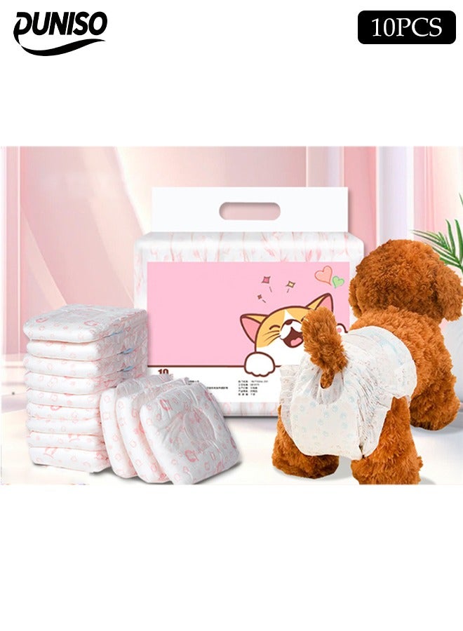 DUNISO 10 Pcs Disposable Pet Diapers， Disposable Pet Diapers，Highly Absorbent, Leak Proof，Velcro Design Recommended For Female Dogs Weighing 2-5kg (S) - Image 1