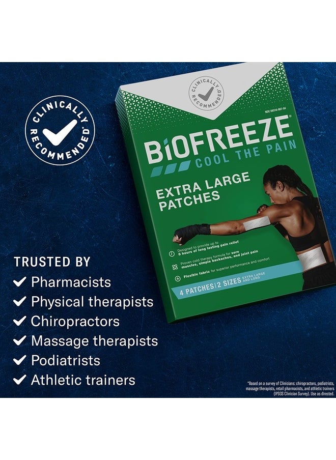 Biofreeze XL Patches Menthol Pain Relieving Patches (4/Box) 2 Sizes Up To 8 Hours Of Long Lasting Pain Relief Of Sore Muscles, Arthritis, Simple Backaches, And Joint Pain (Packaging May Vary)  - Image 4