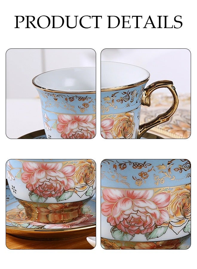 DUNISO French Retro Phnom Penh Tea Cups and Saucers Set Porcelain Tea Set for Tea Party Afternoon Tea Cups Saucer for Coffee Milk Kitchen and Drawing Room - Image 3