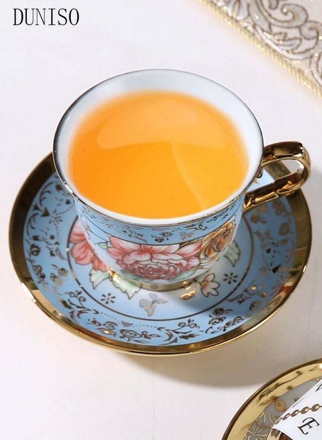 DUNISO French Retro Phnom Penh Tea Cups and Saucers Set Porcelain Tea Set for Tea Party Afternoon Tea Cups Saucer for Coffee Milk Kitchen and Drawing Room - Image 5