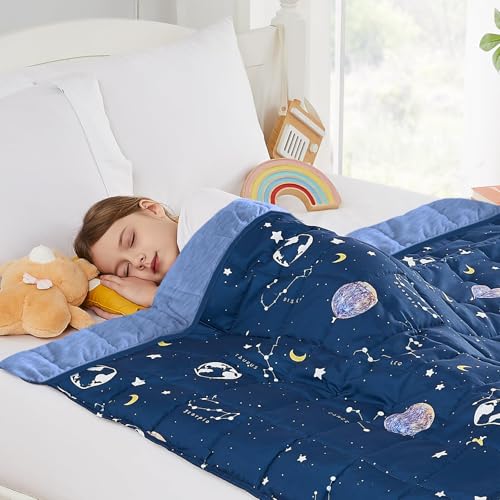 HOSUKKO Weighted Blanket - 2 lbs Cooling Navy Starry Sky Heavy Blanket, 36"x48", Small Size Breathable Lap Blanket for Hot Sleepers - Image 1