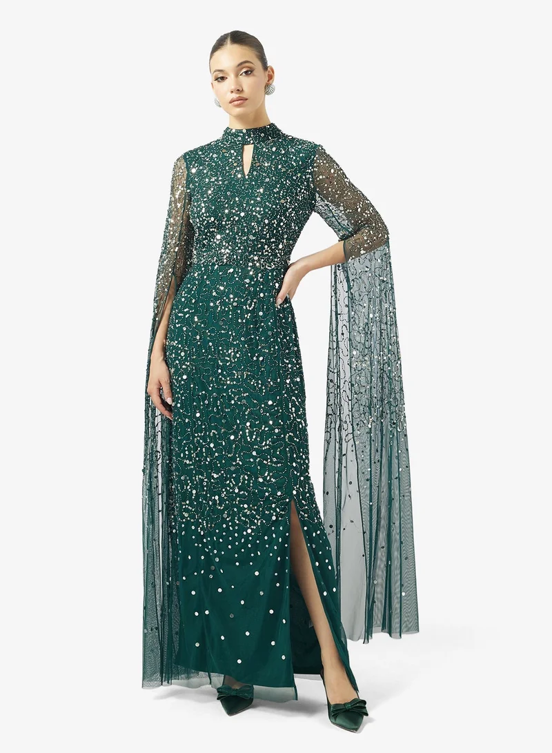 اميليا روز فستان بياقة مفتاح وكم كيب