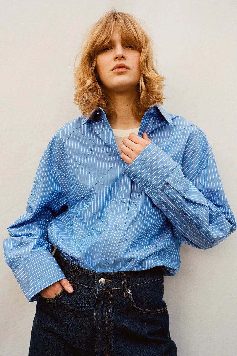 H&M Embroidered cotton shirt