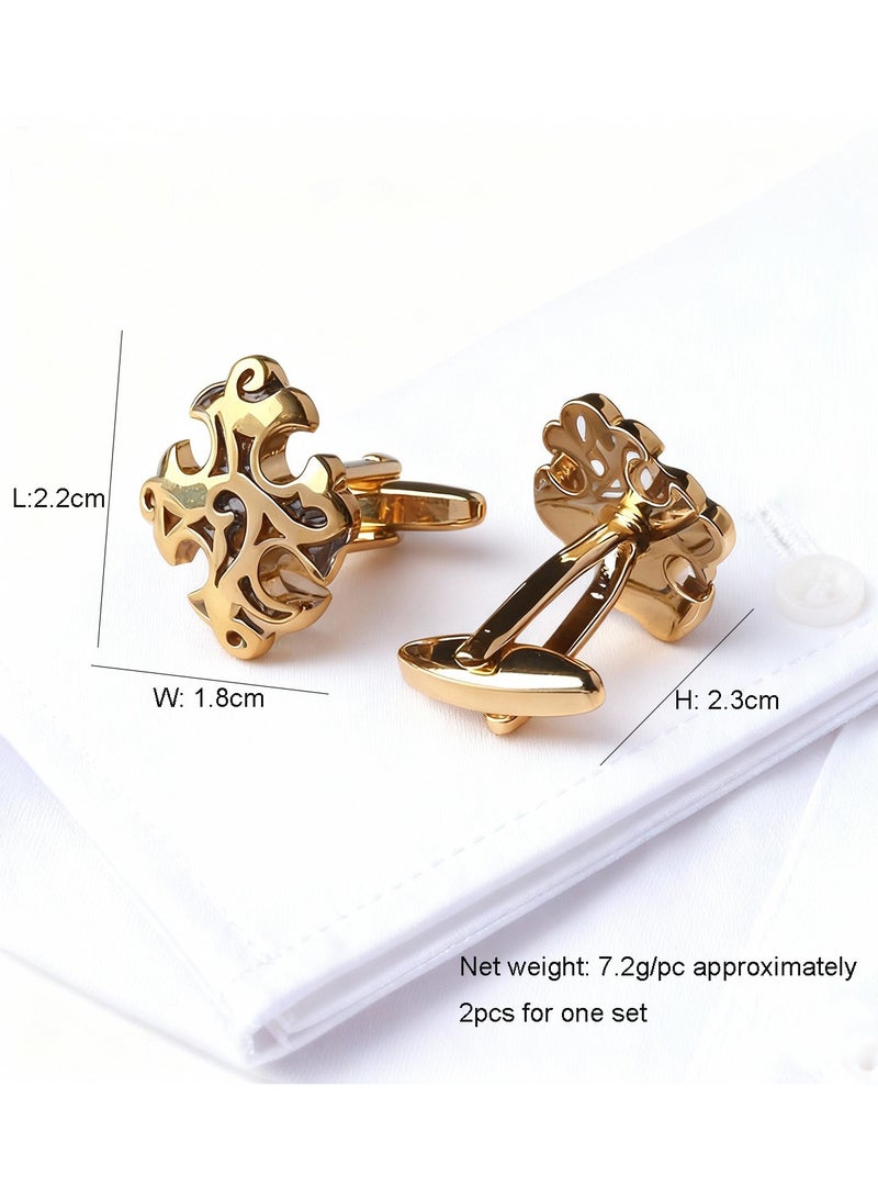 DB Innov. Cufflinks, Golden Premium Vintage Type Cufflinks, 2 PCS for One Set Premium Copper Jewelry Specially Design for Men's Shirt Wedding Business Gift with Delicate Package Box. - Image 3