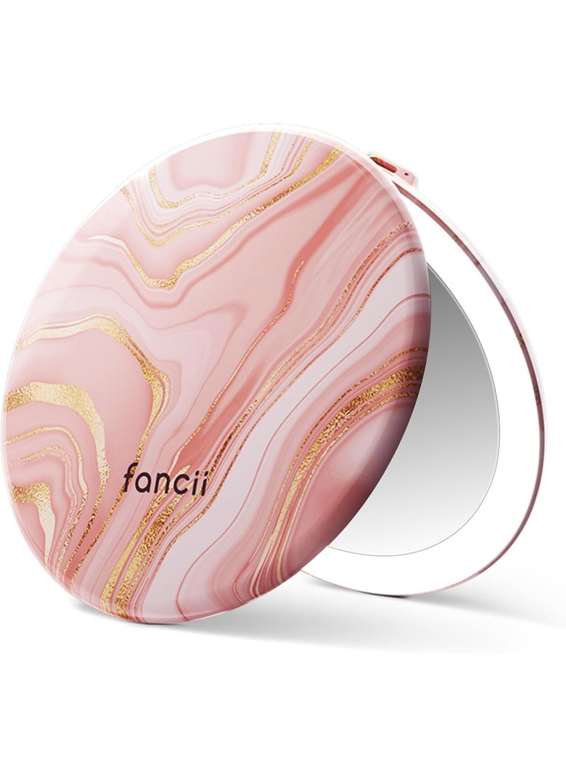 Fancii Fancii Taylor LED Lighted Travel Makeup Mirror Rechargeable 10x 1x Magnifying TruGlow Lighting System XL Large 5 Wide  Compact Mirror for Purses Marble Rose  - Image 1