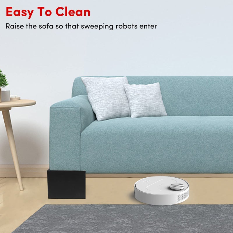 DEDU Bed Risers 5 Inch Heavy Duty 4 Pack, Furniture Risers L Shaped Oversized, Couch Risers Supports Up to 11000 Lbs for Sofas, Bed, Couch, Desk, Chair (Black) - Image 3