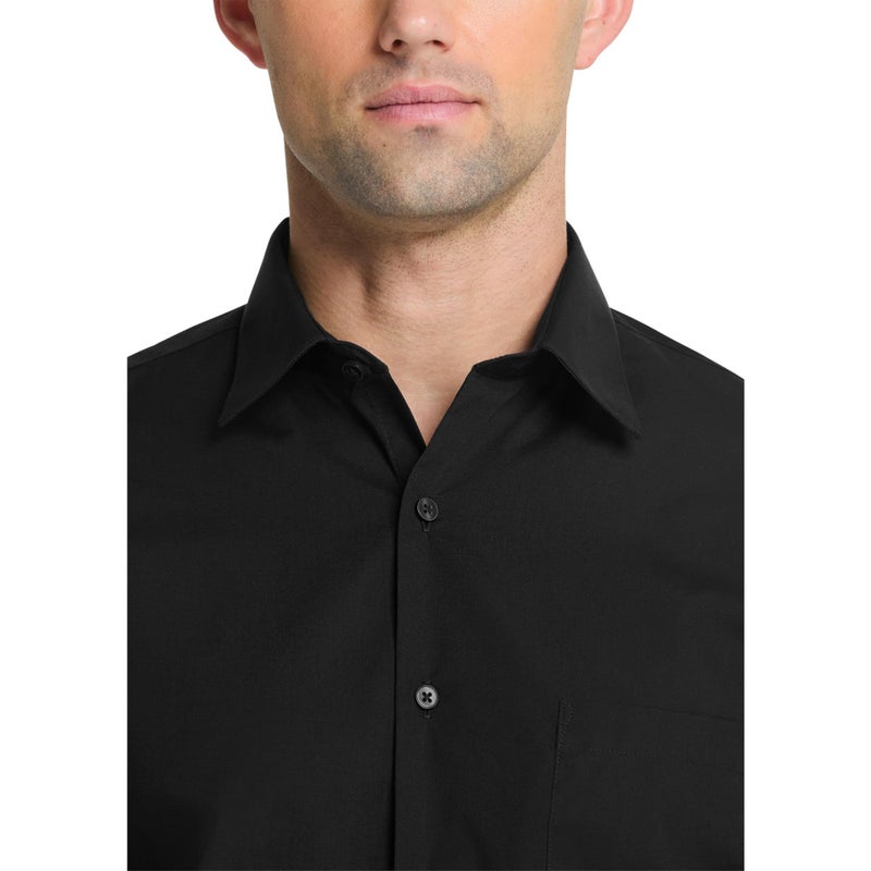 Van Heusen قميص رسمي للرجال من فان هيوزن بتصميم ضيق، قطن بوبلين سادة، أسود، 16.5" رقبة 36"-37" كم - Image 5