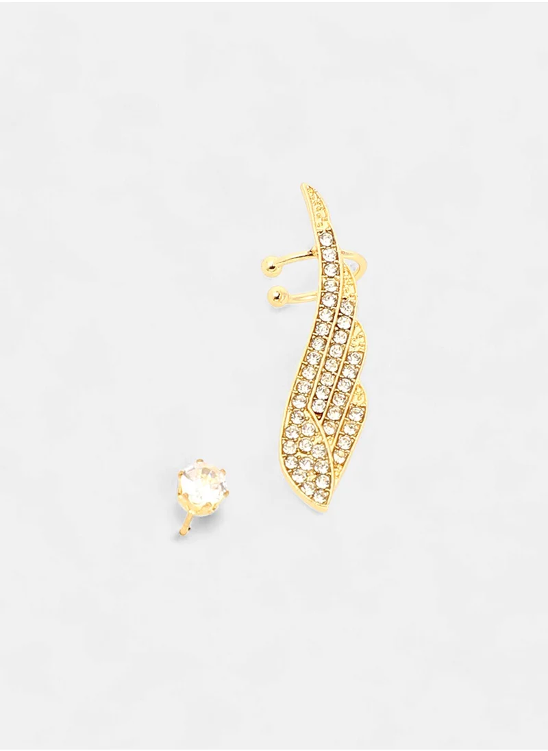 SOHI The Bling Wing Stones Studded Mismatch Stud Earrings