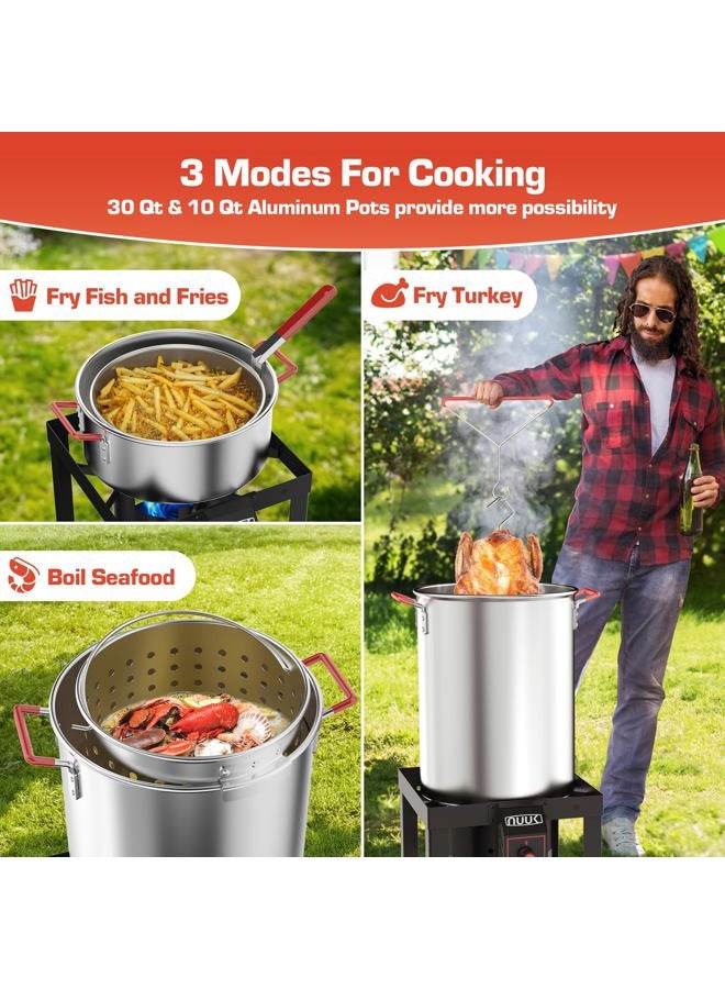 NUUK 30QT Turkey Fryer & 10QT Fish Fryer Combo Kit with CSA Approved 50,000BTU Burner with Auto Ignition System and 10PSI Regulator - Image 3