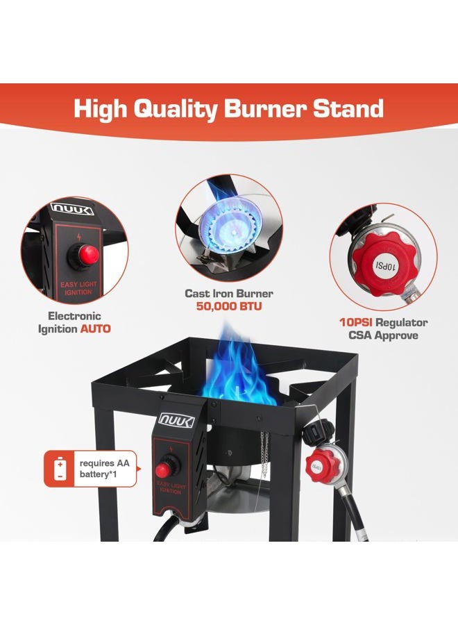 NUUK 30QT Turkey Fryer & 10QT Fish Fryer Combo Kit with CSA Approved 50,000BTU Burner with Auto Ignition System and 10PSI Regulator - Image 5