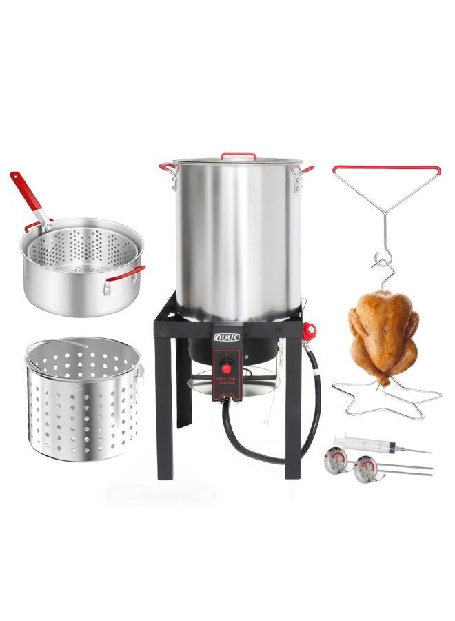 NUUK 30QT Turkey Fryer & 10QT Fish Fryer Combo Kit with CSA Approved 50,000BTU Burner with Auto Ignition System and 10PSI Regulator - Image 1