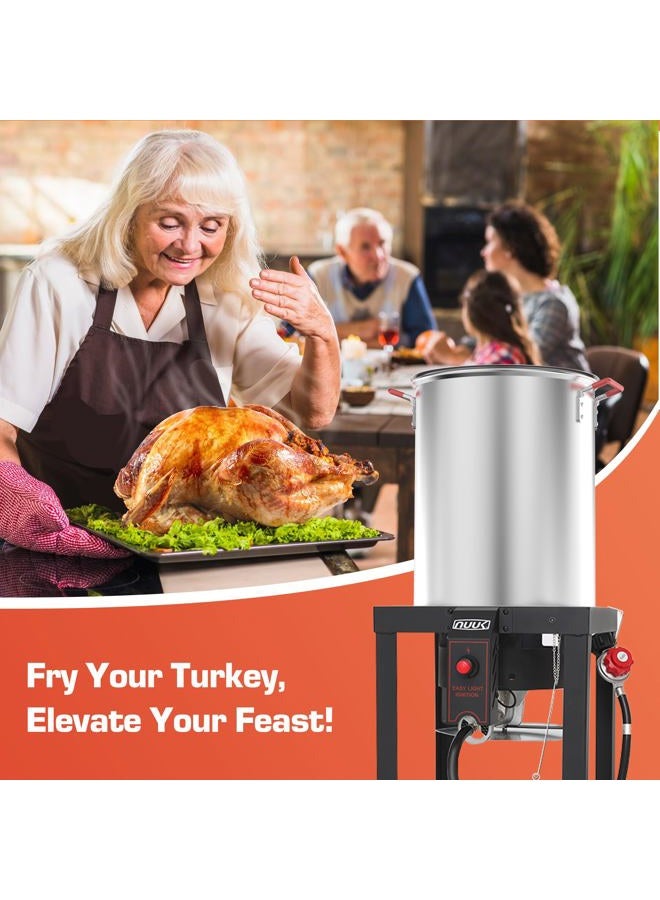 NUUK 30QT Turkey Fryer & 10QT Fish Fryer Combo Kit with CSA Approved 50,000BTU Burner with Auto Ignition System and 10PSI Regulator - Image 2