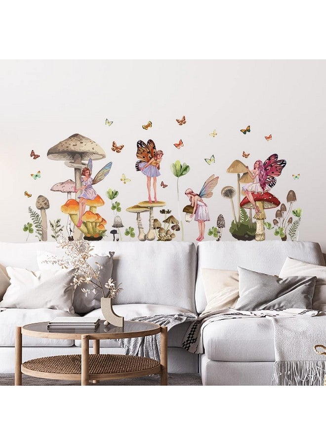 SUPERDANT Mushroom Fairy Wall Stickers Colorful Forest Wall Decor for Girls Bedroom Cute Fairy Princess with Butterfly Wings Decal for Babies Girls Room Playroom Nursery Decoration - Image 3