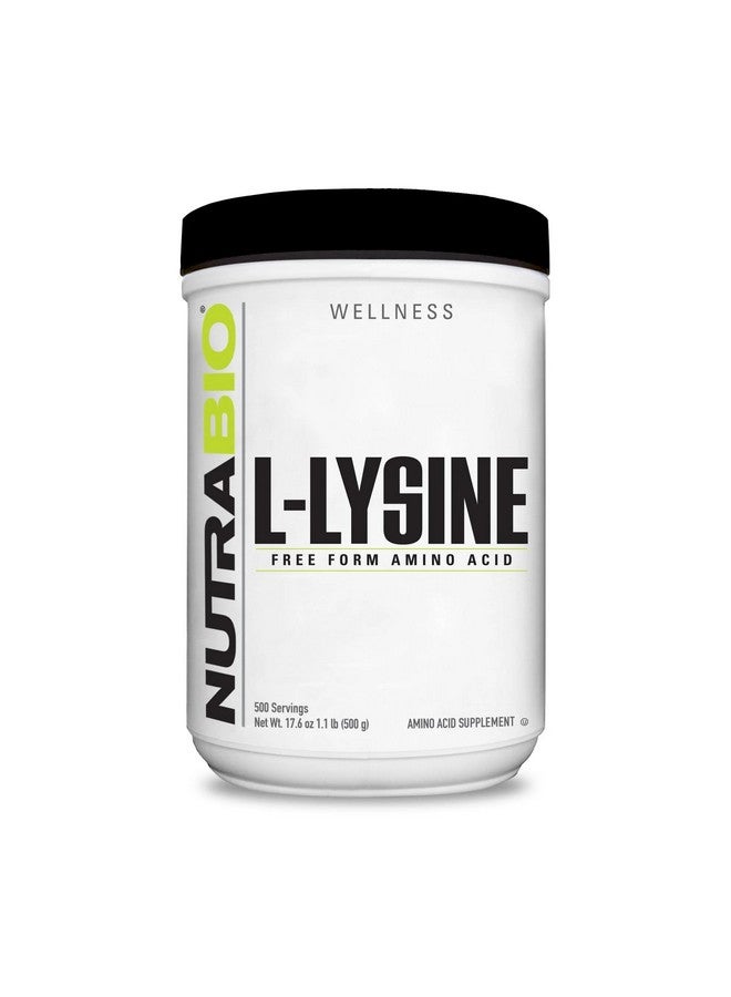نوترا بايو مسحوق NutraBio L-Lysine - حمض أميني نقي - 500 جرام - حمض أميني أساسي - غير معدّل وراثيًا - خالٍ من الجلوتين - نباتي - Image 1