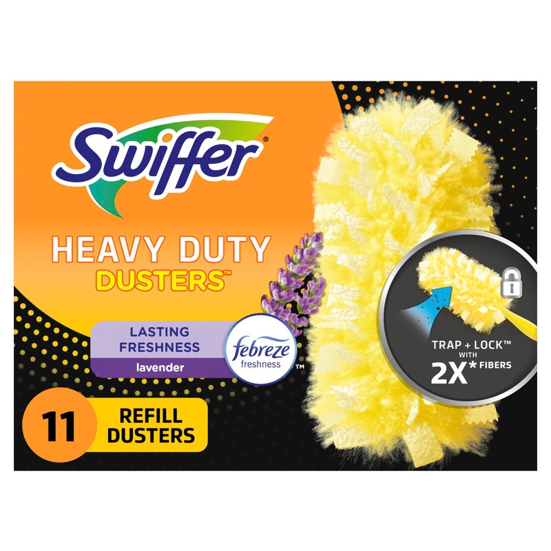 Swiffer Swiffer Dusters Refill for Cleaning Feather Microfiber Duster Disposable Alternative for Dusting Furniture Blinds Ceiling Fans Walls Helps Remove Allergens Heavy Duty Lavender 11ct 