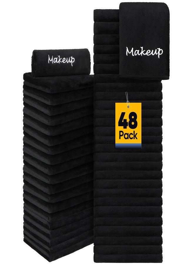 UNIMADE Makeup Remover Cloth, 48 Pack Black Facial Wash Cloths, Soft Coral Fleece Microfiber Towel for Face, Hand, and Bathroom(13" x 13" - Image 1