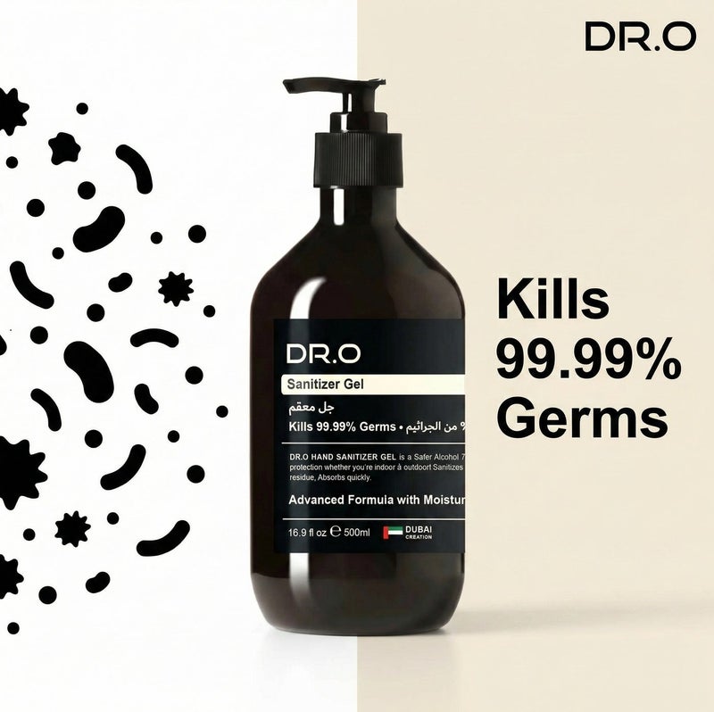 DR.O Premium Hand Sanitizer Gel | 500ml | Professional Grade 70% Ethanol Alcohol Germ Protection | Advanced Moisturizing, Deep Hydrating & Softening Formula | Safe Indoor & Outdoor Use | Made in UAE - Image 4