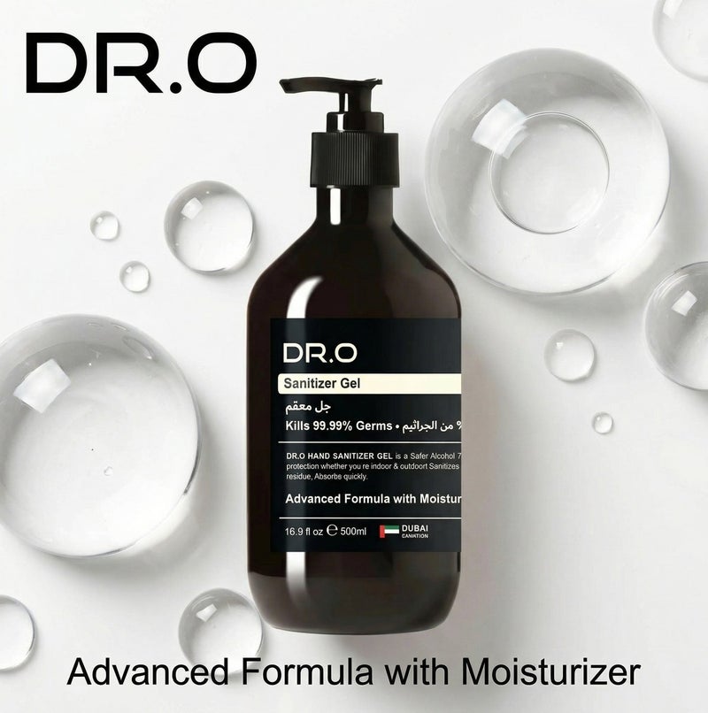 DR.O Premium Hand Sanitizer Gel | 500ml | Professional Grade 70% Ethanol Alcohol Germ Protection | Advanced Moisturizing, Deep Hydrating & Softening Formula | Safe Indoor & Outdoor Use | Made in UAE - Image 5