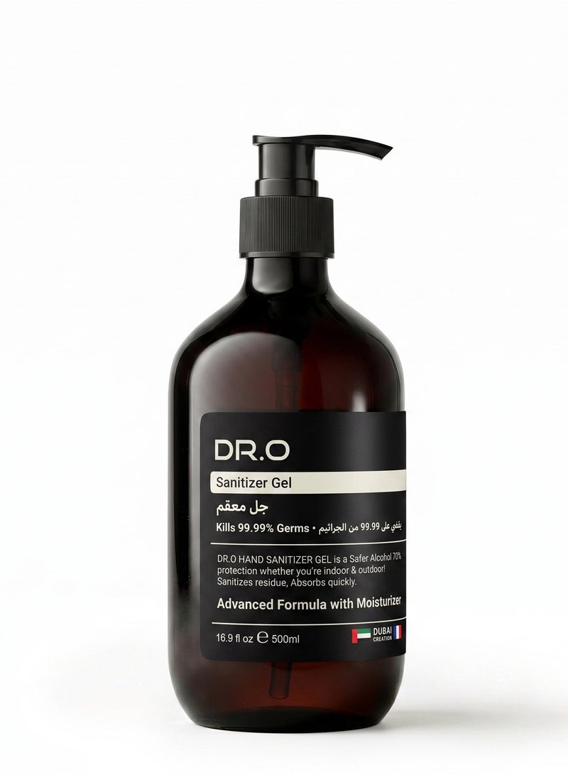 DR.O Premium Hand Sanitizer Gel | 500ml | Professional Grade 70% Ethanol Alcohol Germ Protection | Advanced Moisturizing, Deep Hydrating & Softening Formula | Safe Indoor & Outdoor Use | Made in UAE - Image 1