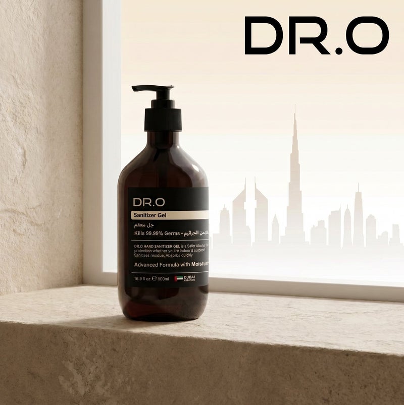 DR.O Premium Hand Sanitizer Gel | 500ml | Professional Grade 70% Ethanol Alcohol Germ Protection | Advanced Moisturizing, Deep Hydrating & Softening Formula | Safe Indoor & Outdoor Use | Made in UAE - Image 2