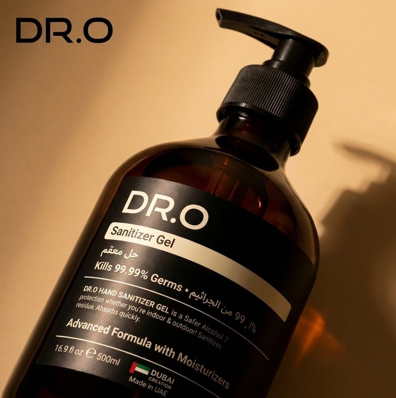 DR.O Premium Hand Sanitizer Gel | 500ml | Professional Grade 70% Ethanol Alcohol Germ Protection | Advanced Moisturizing, Deep Hydrating & Softening Formula | Safe Indoor & Outdoor Use | Made in UAE - Image 3