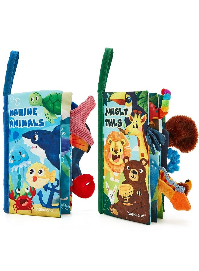 هاهالاند ألعاب أطفال من هاهالاند، من عمر 0 إلى 6 أشهر، كتب تجعيد للأطفال، قطعتان، ذيول من القماش، كتاب حسّي للأطفال من عمر 6 إلى 12 شهرًا، ناعم، وقت الاستلقاء على البطن، ألعاب مونتيسوري، 3 و4 و5 أشهر، هدايا للأولاد والبنات، لعبة سفر للأطفال الرضع - Image 1