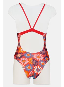 Adidas Women Graphic Printed Non Padded Competitive Swimsuit, Multicolor  - Image 2