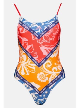 Adidas Women Graphic Printed Non Padded Competitive Swimsuit, Multicolor  - Image 1