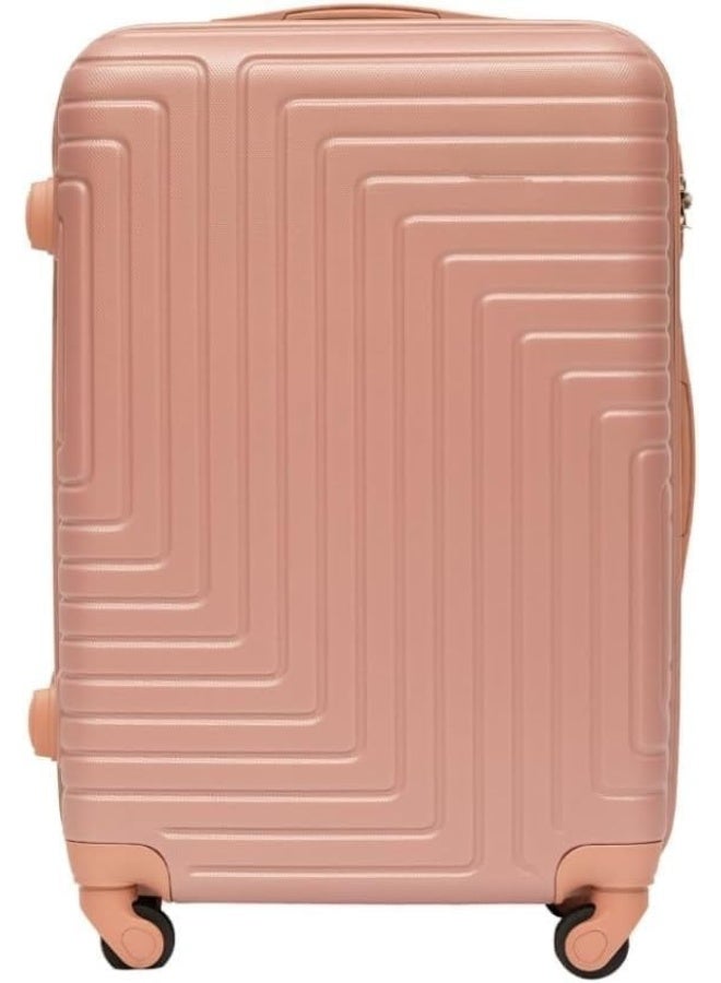 Maze Design Trolley 32 Inch Bag Lightweight Hard Shell Suitcase Rose Gold - Image 1