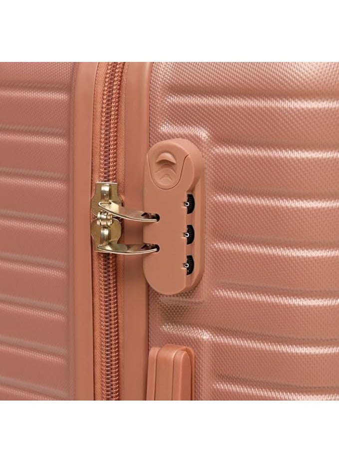 Maze Design Trolley 32 Inch Bag Lightweight Hard Shell Suitcase Rose Gold - Image 3