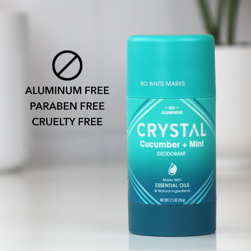CRYSTAL ESSENCE Crystal Magnesium Solid Stick Natural Deodorant, Non-Irritating Aluminum Free Deodorant for Men or Women, Safely and Effectively Fights Odor, Baking Soda Free, Cucumber + Mint, 2.5 oz - Image 3