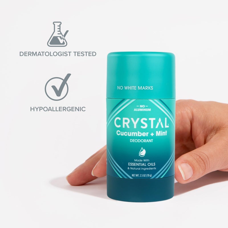 CRYSTAL ESSENCE Crystal Magnesium Solid Stick Natural Deodorant, Non-Irritating Aluminum Free Deodorant for Men or Women, Safely and Effectively Fights Odor, Baking Soda Free, Cucumber + Mint, 2.5 oz - Image 5
