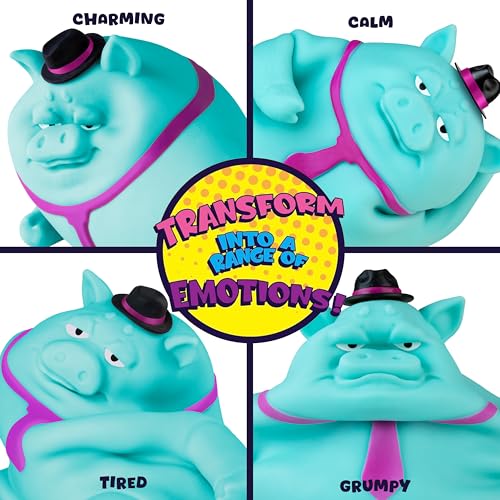 The Orb Factory ORB Funkee Animalz Jumbo Pig with Hat Teal Big 45 lb Stretchy Pig Funny Squishy Squeeze for Stress Relief Novelty Sensory and Fidget Collectible Funkee Animals Toys for Kids and Adults - Image 5
