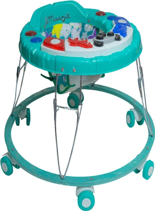 Maanit Musical Activity Walker for 6-24 Months with Cushioned Seat, 360° Rotating Wheels, 6-Wheel Adjustable Foldable Baby Walker, Walker for Toddlers (Green) - Image 1