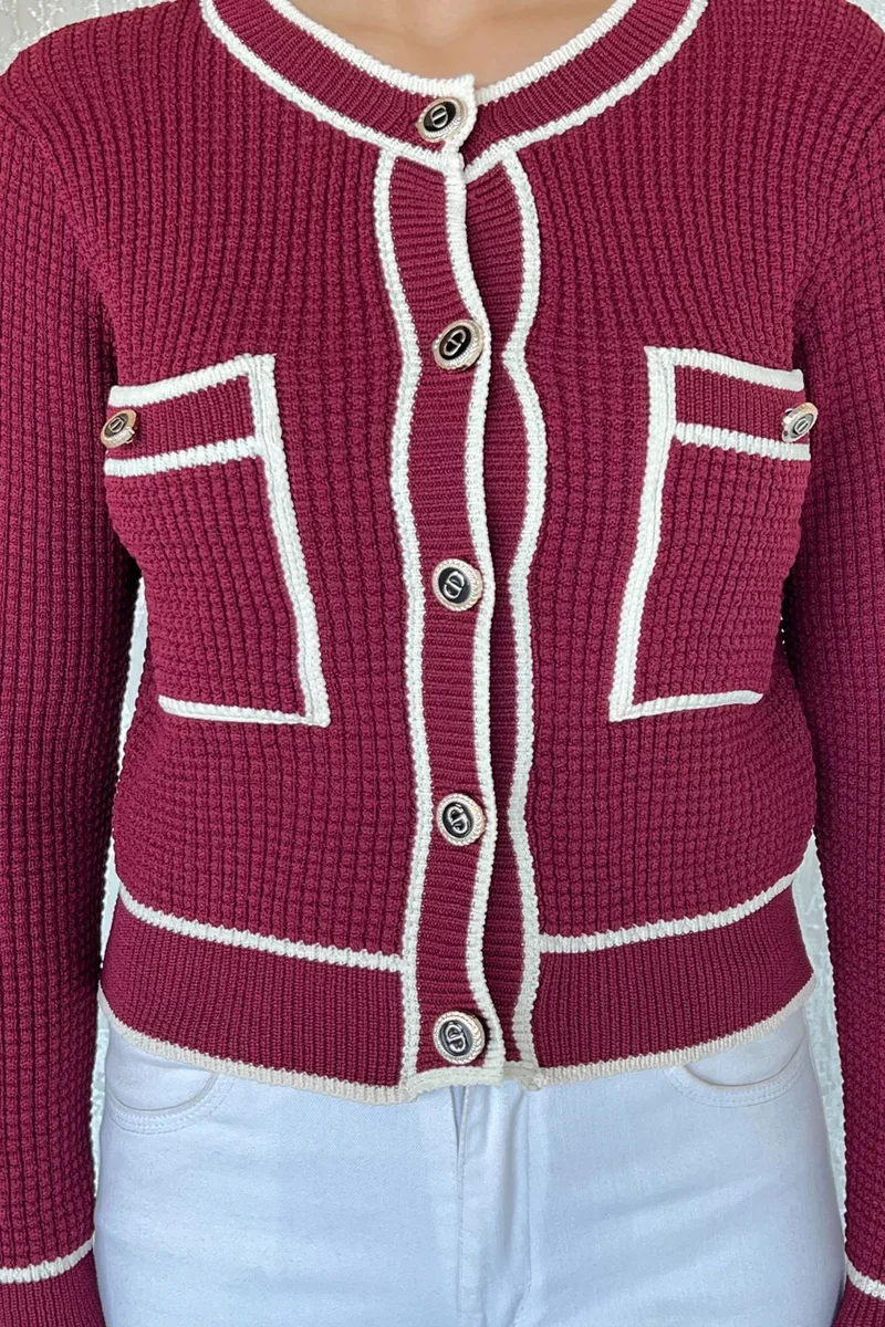 Gülseli Rose Pocket Detailed Buttoned Knitwear Jacket