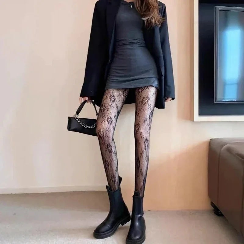 Women's Flower Mesh Patterned Tights Fishnet Floral Stockings Pantyhose Stockings Leggings - Image 1