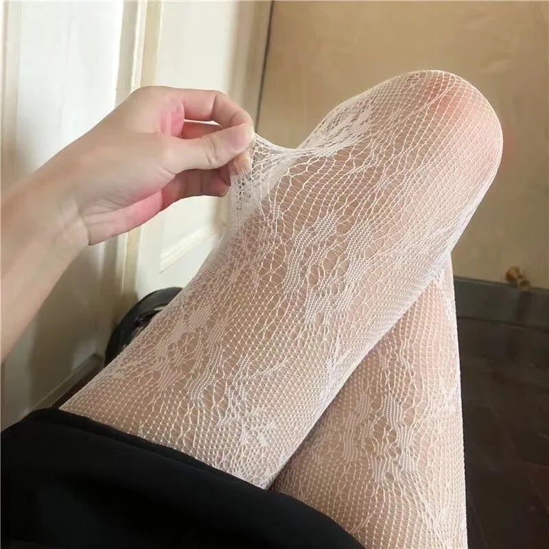 Women's Flower Mesh Patterned Tights Fishnet Floral Stockings Pantyhose Stockings Leggings - Image 3