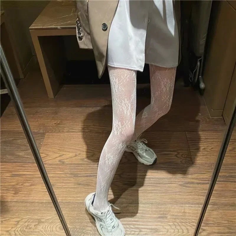 Women's Flower Mesh Patterned Tights Fishnet Floral Stockings Pantyhose Stockings Leggings - Image 5