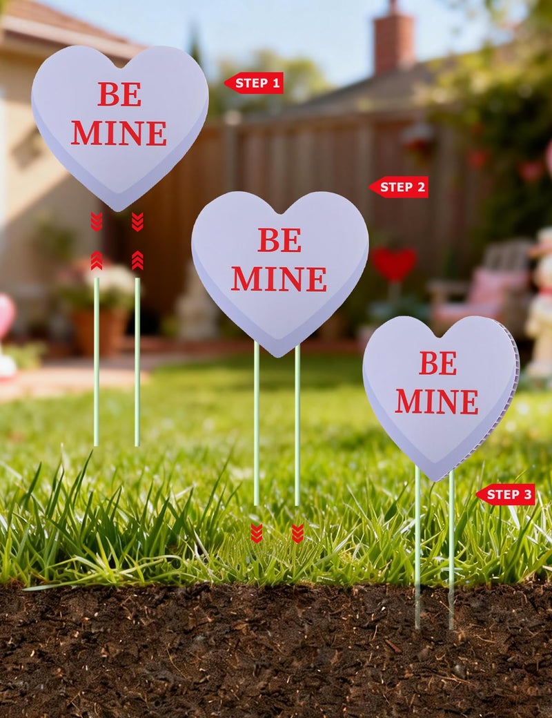 Diltik Valentineâ€™s Day Yard Signs, 10 Pack Candy Heart Lawn Decorations with Stakes, Outdoor Valentine Yard Decor for Lawn Pathway Garden Wedding Party - Image 3
