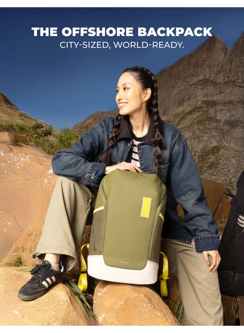 Mokobara The Offshore Backpack - 28L Capacity, Reverse Coated Nylon Material | Green