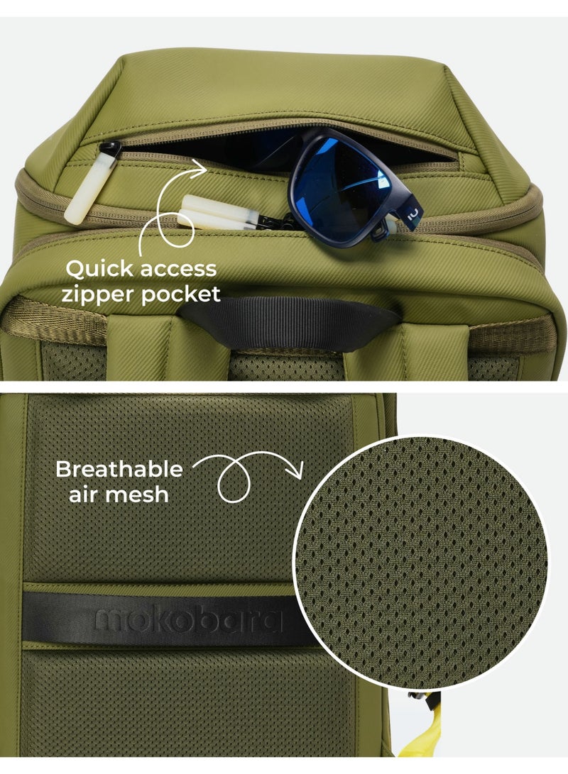 Mokobara The Offshore Backpack - 28L Capacity, Reverse Coated Nylon Material | Green - Image 4