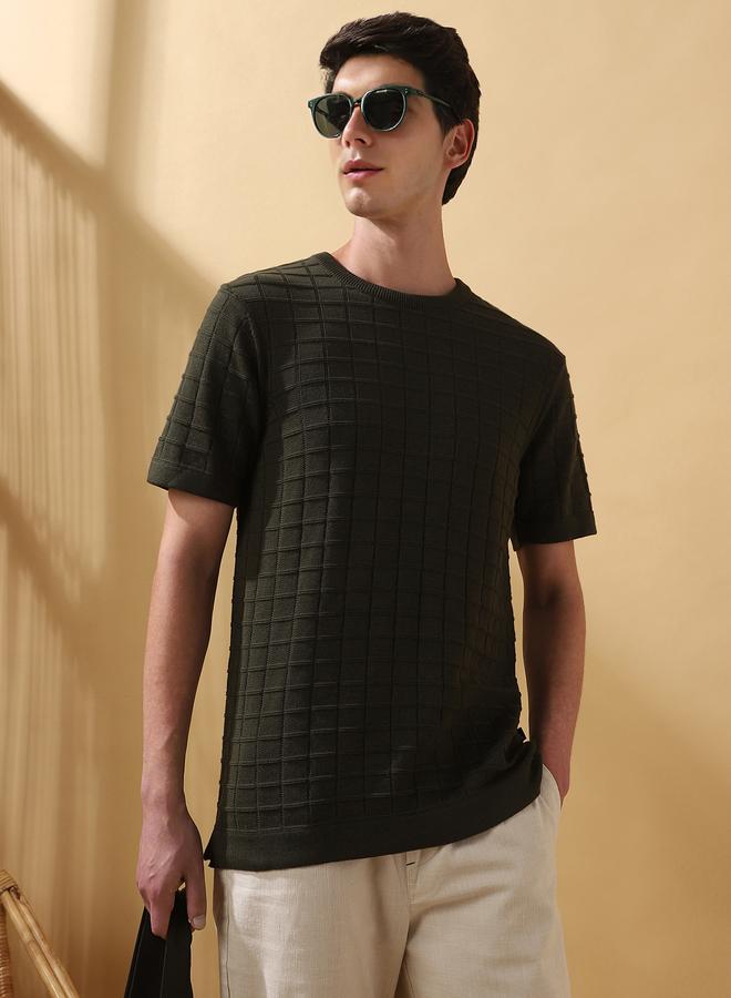 Dennis Lingo Men's Forest Night Flat Knit Textured Regular Fit T-Shirt  - Image 1