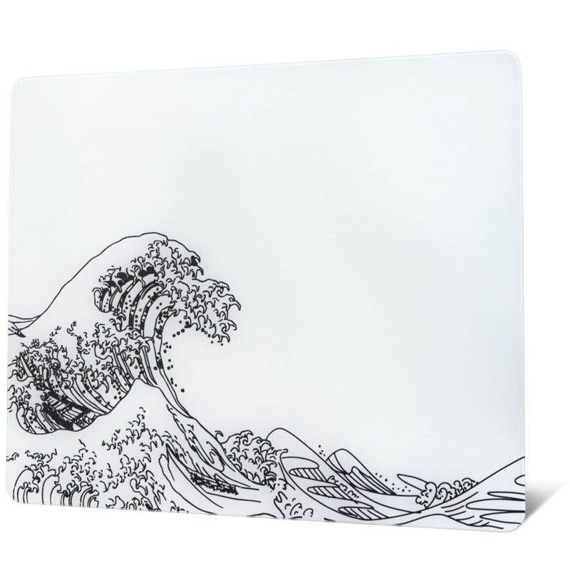 GMKWTL XVX Glass Gaming Mouse Pad, White Kanagawa Hard Mousepads for Gaming,Professional Large Mouse Mat 410mm*310mm, Special Glass Surface with Improved Precision and Speed - Image 1